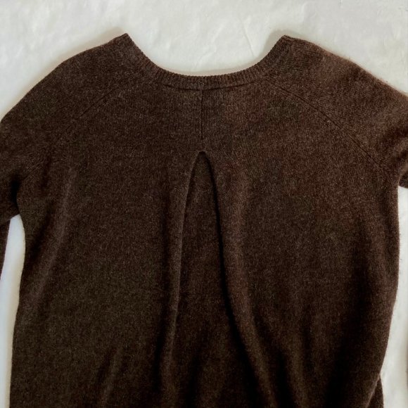 360 Cashmere Brown Lightweight Cashmere Boxy Fit Crewneck Pullover Sweater Sz S - Picture 3 of 16